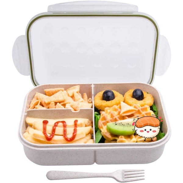 Bento Box for Kids, Idealisk Läcksäker Lunch Box Kids, Mom's Choice Kids Lunch Box, Inga BPA och inga kemiska färgämnen, (Vit)