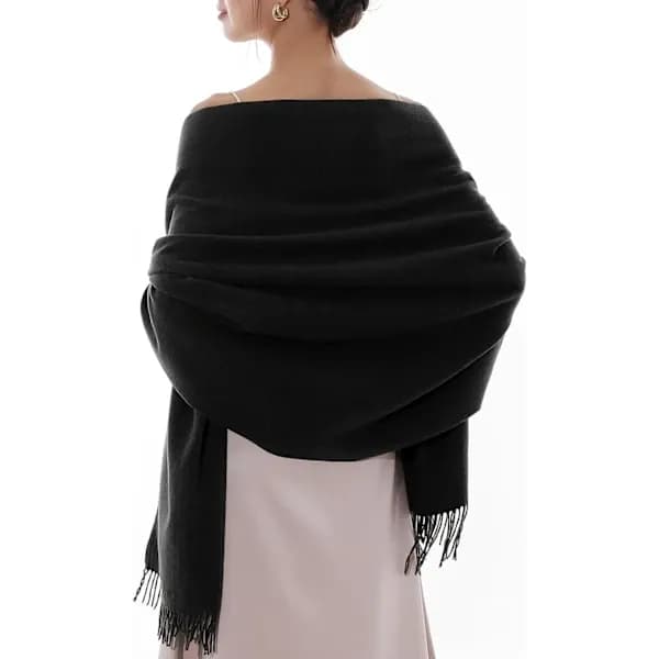 Dame Tørklæder Pashmina Sjaler og Slå-om til Bryllup Tørklæder til Kvinder Vinter Sort, A