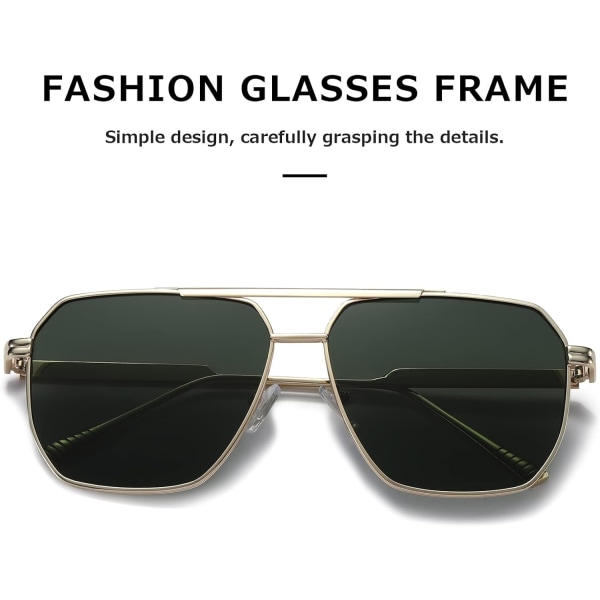 Polariserade solglasögon Damer Herr Retro Oversized Square Vintage Fashion Shades Klassiska stora metallsolglasögon