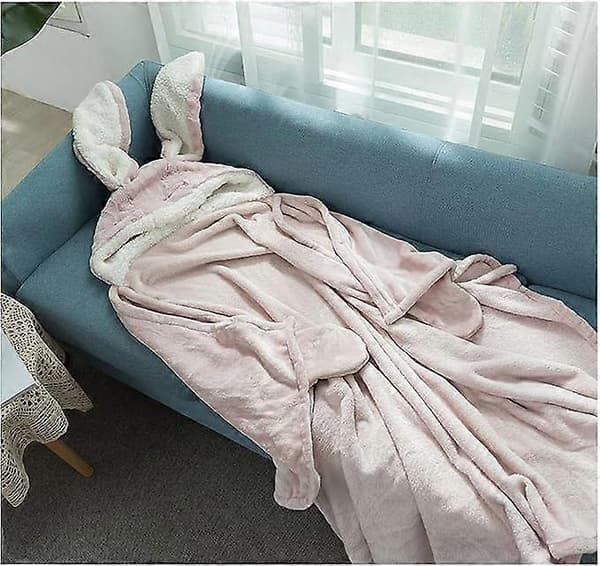 Pink kaninører ekstra stort bærbart tæppe, 95cmX80cm