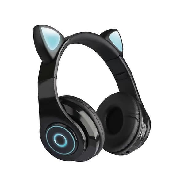 (Sort) Hovedtelefoner med LED-lys on-ear hovedtelefoner