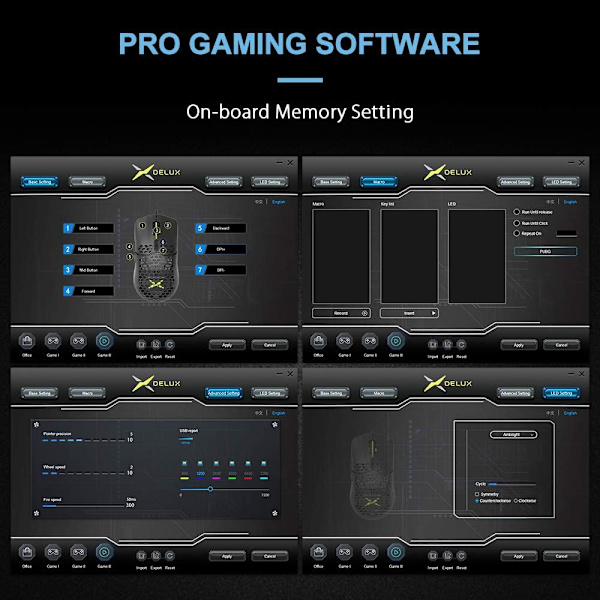 65G (2,29oz) Trådløs Letvægts Gaming Mus med 3200DPI, RGB Baggrundsbelysning og 7 Programmerbare Knapper