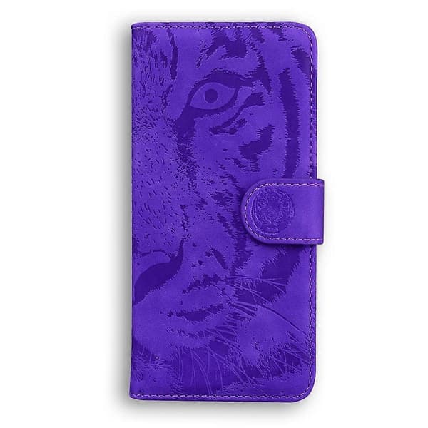 Tiger Embossing Pattern Flip Leather Phone Case (Purple, For OnePlus Ace 5 Racing / Nord CE5)