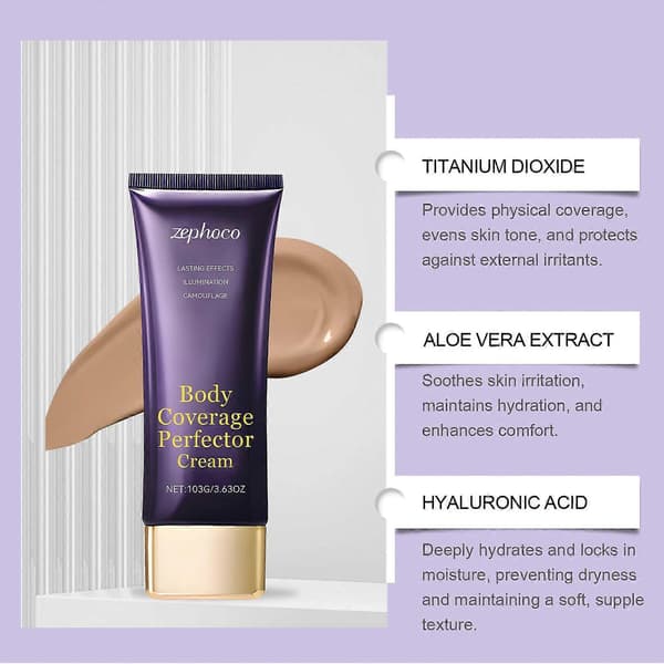Kroppstäckande Perfector, Tatueringstäckande Sminkkräm för Fläckar, Prickar, Ärr, Långvarig Vattentät Ingen Överföring Kroppsfoundation Concealer natural