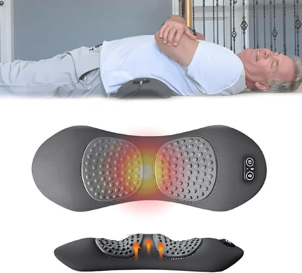 3-in-1 Back Therapy, Back Massage, Sciatica Massage with Traction Lift, Stretcher Portable Deep Tissue Vibration for Neck Shoulder Back (Grey)