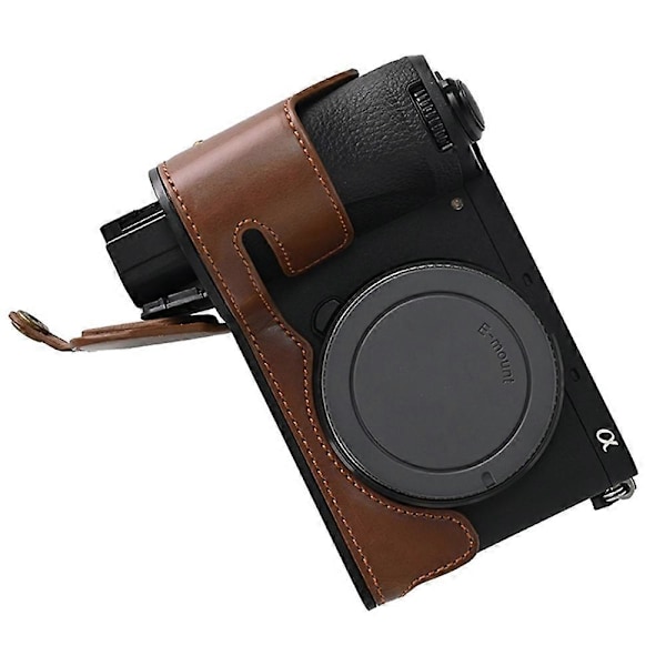 Typ D För Sony A6700 PU Läder Bottenfodral Halv Kroppskamera Skyddande Omslag Style B
