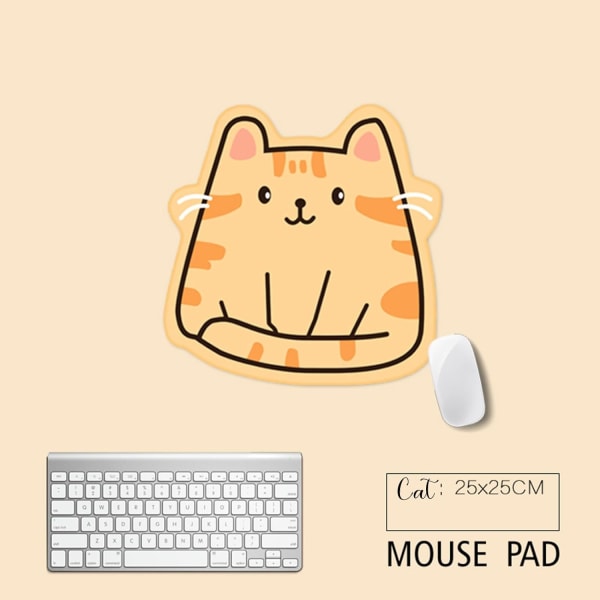 Kattmusmatta Söt kontorsmusmatta Tecknad design för bärbar dator Kawaii Cat Skrivbordstillbehör (Orange Cat A)