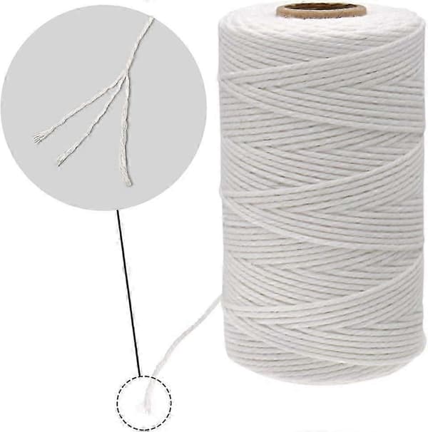 Cotton Macrame Rope White Cord 2mm x 100M for Crafts, Kitchen, Meat Tying, Packaging