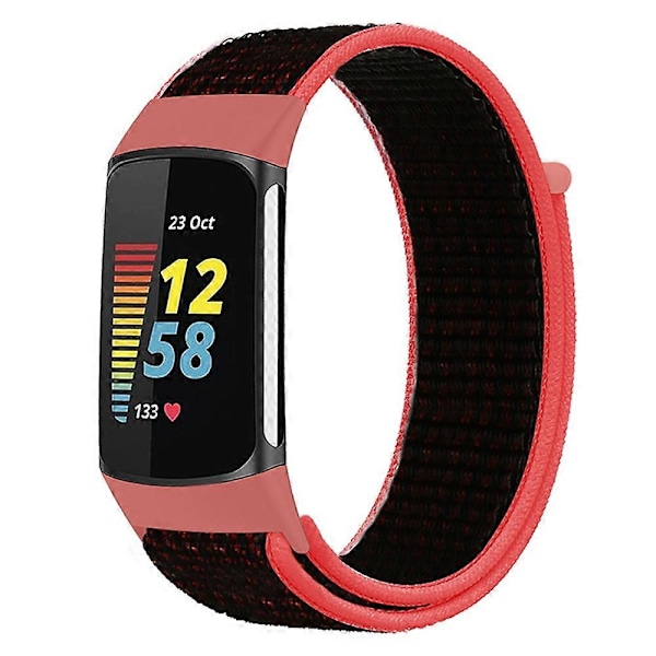 KALEBOL KLB-NLHH-001 Nylon Armband för Fitbit Charge 5/6 med Loop-fäste Style E