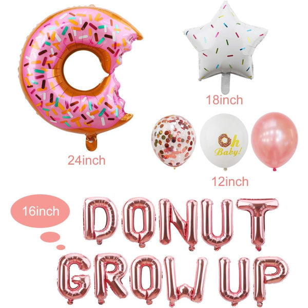 Munkodlande set-46 delar-Donut-tema födelsedagsfestdekorationer-Donutodlande ballonger