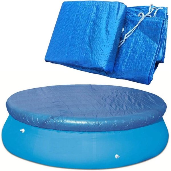 Rund poolcover diameter 183cm, solardækken til pool, beskyttende poolcover, vandtæt, vindtæt, holdbar, anti-støv, stræktov til rund