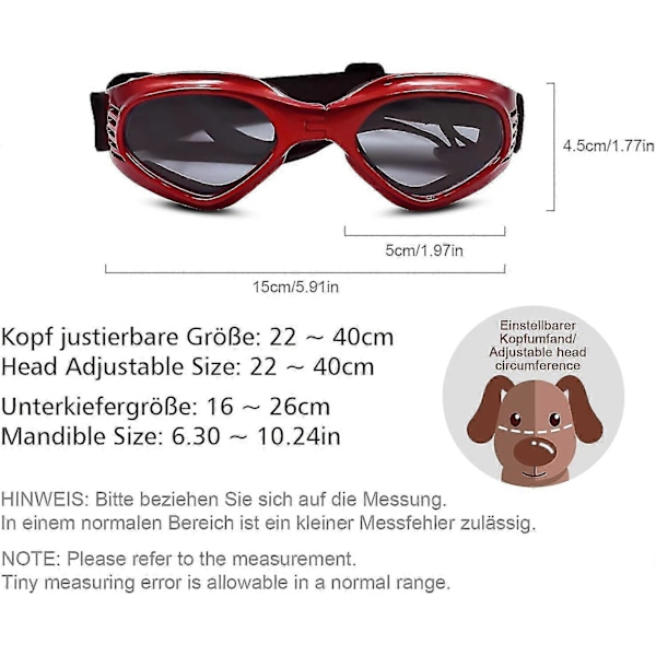 Hunde Solbriller Justerbar Rem Til Uv Solbriller Vandtæt Beskyttelse Til Små og Mellemstore Hunde Sort