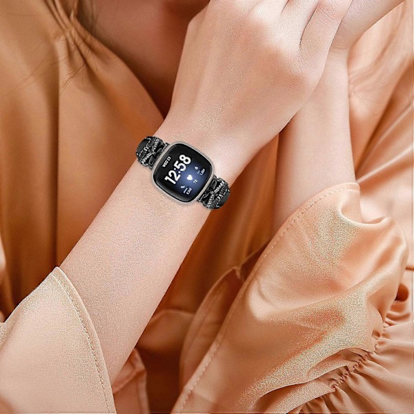 Typ C Svart Spänne Armband för Fitbit Versa 3/4/Sense/Sense 2 Fjärilskontakt Smartwatch Style B