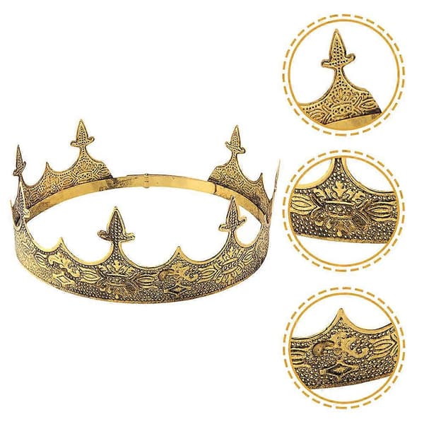 Krone for menn Klassisk kongekrone for dekorasjon 3 stk Cosplay-rekvisitt