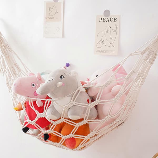 Large Storage Net Hammock for Stuffed Animals, Made with Real Net, Not Mesh, Organize the Chaos