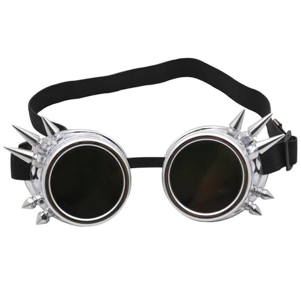 Steampunk-briller med piggede gotiske cosplay-solbriller kostumer til goth-fest Bright Silver