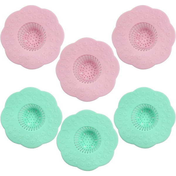 Silikondräneringsskydd Blomform Dräneringssil Avloppstrumma Återanvändbar Avlopp Anti-iggensättning Diskhossil, Inget Köksanvändning Krävs, 6-pack