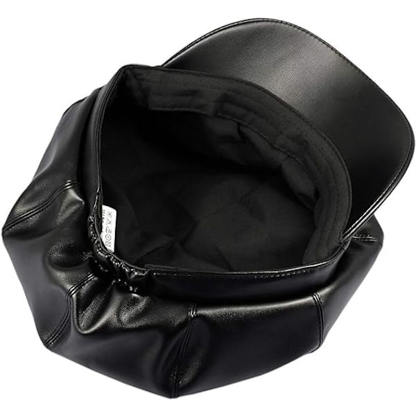 Nyhetspojkekepsar för kvinnor, PU-läder Cabbie Painter Hat Gatsby Ivy Beret Cap