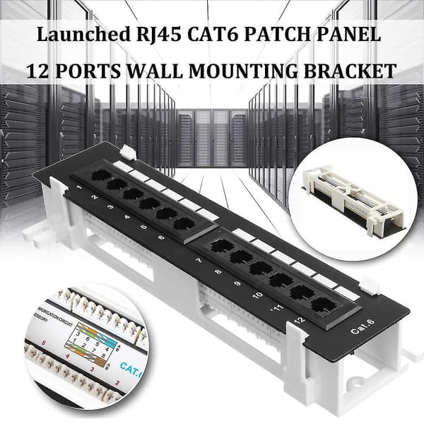Network Tool Set 12-Port Cat6 Panel Rj45 Wall Mount Rack with Surface Mount Bracket
