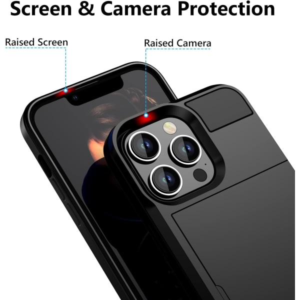 Case för iPhone 13 Pro Max Case Plånbok Kreditkortshållare ID-fack Skjutdörr Dold ficka Herr Dam Anti-Scratch Dual Layer