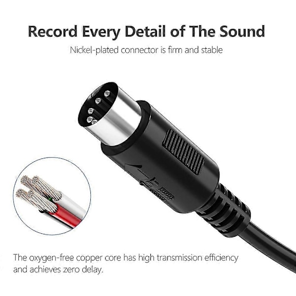 2-pak 5-Pin DIN MIDI-kabel, 0,9 meter Han til Han 5-Pin MIDI-kabel til MIDI-keyboard, Keyboard Synth