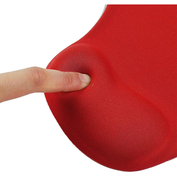 Kontormusemåtte med gelhåndledsstøtte - Ergonomisk gaming-musemåtte til skrivebord - Design Gamepad-måtte gummibase til bærbar computer (06Rød)
