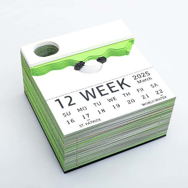 3D Notesblok 2025 Ur-Kalender, Kreativ Skrivebordskalender DIY Notesblok, Panda 3D Kalender Riv Papir Udskæring Notesblok