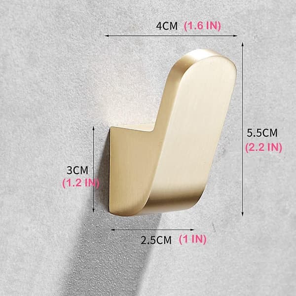 Bathroom Hook Set with 2 Single Towel Hooks for Bathroom, Kitchen, Bathrobe, Coat, Hat, Wall Hook with Screws, Gold