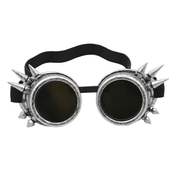 Steampunk-briller med piggede gotiske cosplay-solbriller kostumer til goth-fest Silver