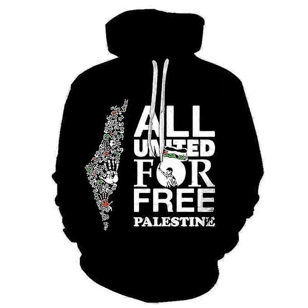 Gratis Palestina Flagga Tryck Hoodie Tröja TMW121-22 XL