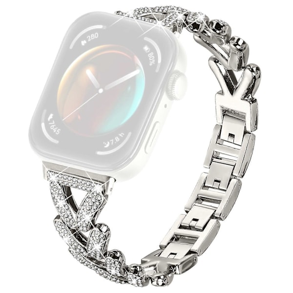 Sinkkiseoksesta valmistettu kierretty rannekoru strassikoristeilla Huawei Watch Fit 3 -kellolle Style D