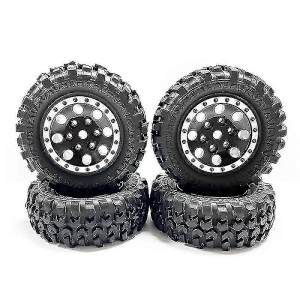4 stk. 1.0 Dekk Og Metall Beadlock Felger For 1/24 Rc Bil, svart