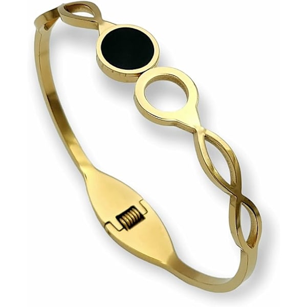 Rustfrit Stål Guldbelagt Fint Flettet Sort Og Guld Armring Armbånd