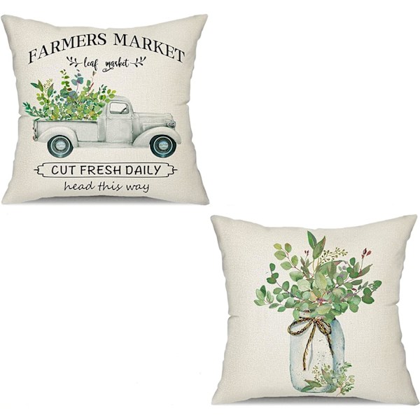 Blomsterkuddfodral 18x18 Set om 2, Kuddfodral, Moderna dekorativa fyrkantiga örngott för soffa soffa sovrum vardagsrum bil