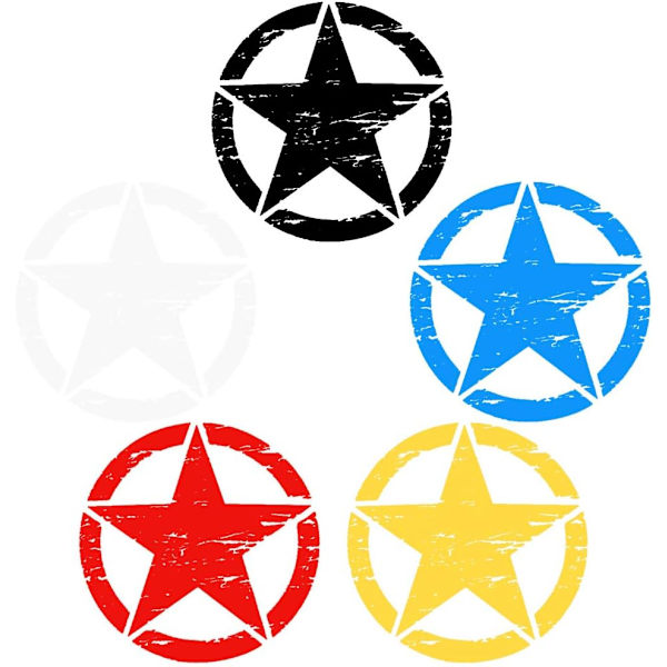 50cm store klistremerker på biler Army Star Distressed klistremerke for Jeep klistremerke Stor vinyl militær panser karosseri grafikk passer de fleste kjøretøy - Hvit