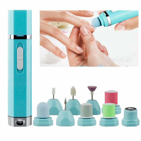 Nagelborr och nagelborrmaskin Smärtfri 9-i-1 elektrisk nagelfil pedikyr set för kvinnor