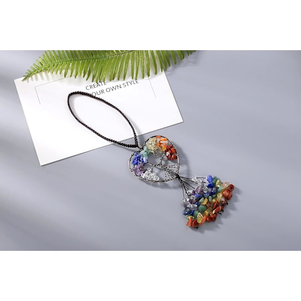 7 Chakra Sten Dekoration Krystal Hængende Ornamenter Dekoration Hjerteform Spirituel Wichy Værelse Soveværelse Væg Dekoration