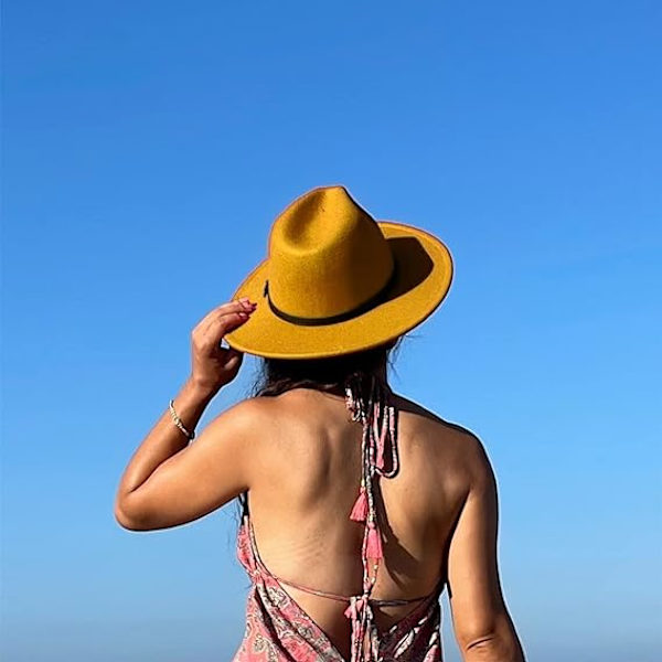Dame Bæltespænde Fedora Hat Klassisk Bredskygget Filt Panama Hat
