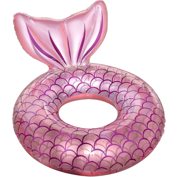 Sjöjungfru pool float, uppblåsbar sjöjungfru simring flytande säng pool float, sjöjungfru tailpipe glitter vattenfest - kristallrosa