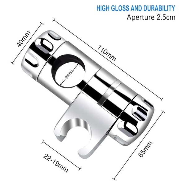 Justerbar brusehovedholder til glidestang, skyderholder, bruseholder til brusehoved, justerbar til 25mm brusehovedholder