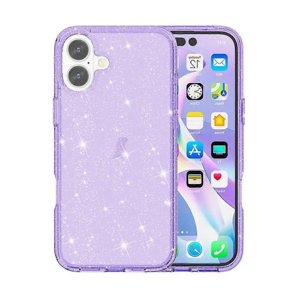 Shockproof Terminator Glitter Powder Phone Case (Purple, For iPhone 16 Plus)