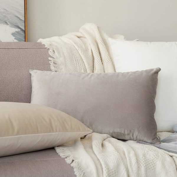 Sæt med 2 dekorative fløjls pudebetræk Sofa pudebetræk Super glat blød dekoration Hjem Stue Soveværelse til sofa 2 stk 30X50CM Champagne