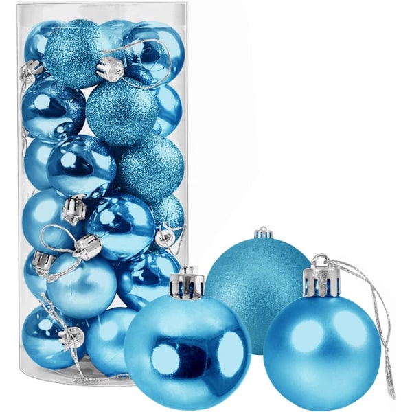 Heyone 24 karat julkulor prydnader, 3,15 tum (80 mm) splittersäkra dekorativa hängande bollar för julgran, julbröllop, blå