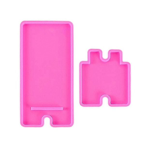 Mobiltelefonstativ Resin Form, Silikon Mobiltelefonholder Epoxy Støpeformer For DIY Håndverk Telefonbrakett (rosa2stk)