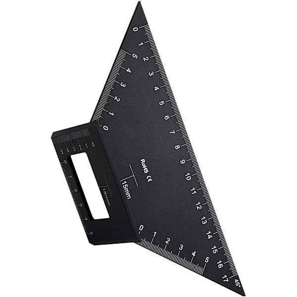 2 Sadel Layout Vinkelmåler til Træbearbejdning, 45/45 Grader - 90/45 Grader Vinkel Layout Gehrungsvinkel Måling T Lineal, Aluminiumlegering (Sort)