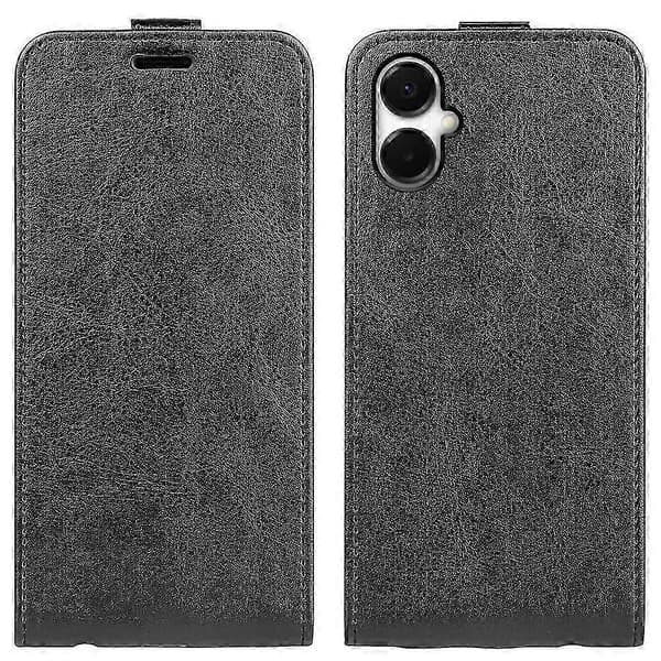 R64 Texture Vertical Flip Leather Phone Case (Black, For Samsung Galaxy A06 5G)