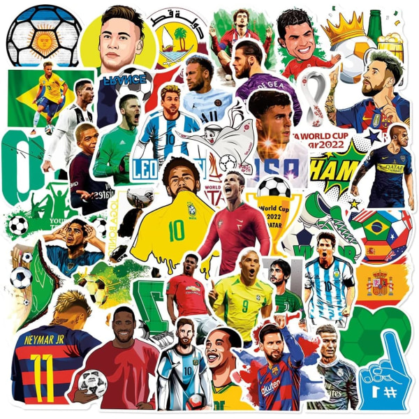 50 st Fans Football Soccer Star Sports Stickers för pojkar, 2023 World Cup Soccer Sticker, Vinyl Vattentät Dekal Tonåringar