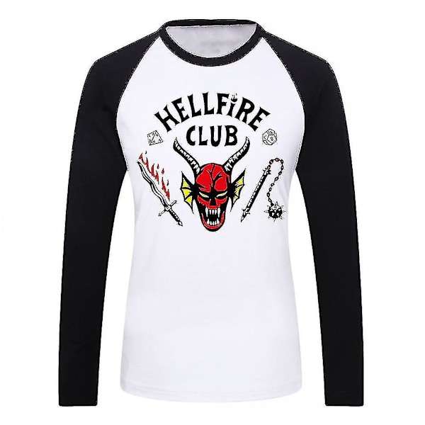 Unisex Hellfire Club Stranger Things T-paita naisille/miehille pitkähihaiset topit White 3XL