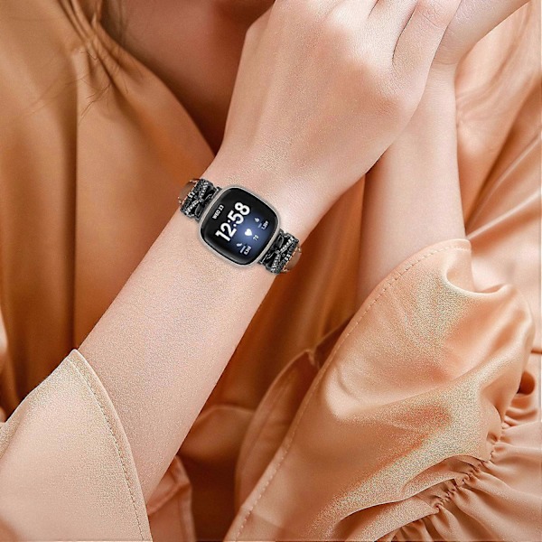 Typ C Svart Spänne Armband för Fitbit Versa 3/4/Sense/Sense 2 Fjärilskontakt Smartwatch Style F
