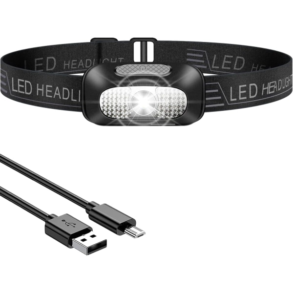 LED-strålkastare, lätt USB uppladdningsbar huvudlampa, kraftfulla vattentäta huvudlampor för camping, klättring, jakt, fiske